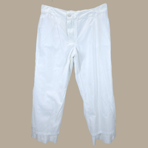 Old Navy Women Size 12 White Cropped Capri Pants Below Waist 100% Linen Summer - Picture 3 of 10